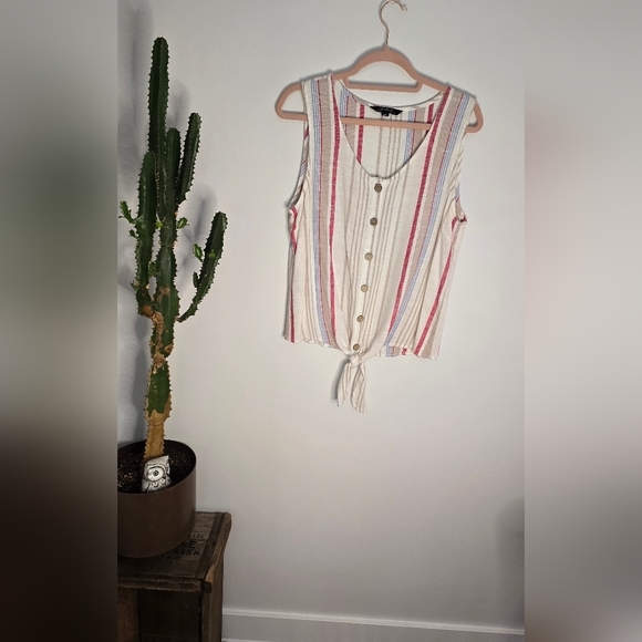 Charlie B Linen Blend Tie Front Top - Picture 2 of 4